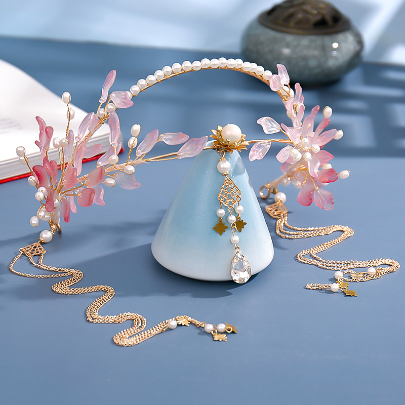 Travel Accessories Pink - Püskül sahte küpe Hairband çin Hanfu
