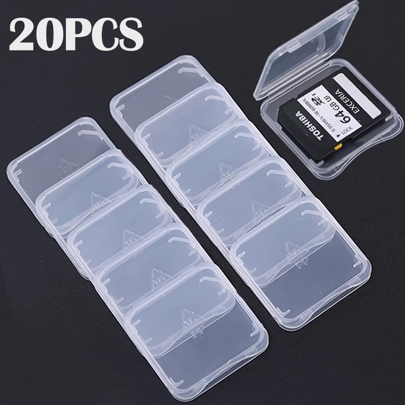 Sim Card Holder Case - 20/10/5/1 adet şeffaf TF/SD hafıza kartları