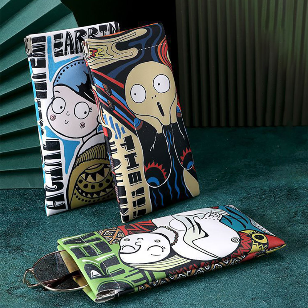 Travel Accessories Pouch For Women - Karikatür Güneş Gözlüğü Kılıfı PU Deri
