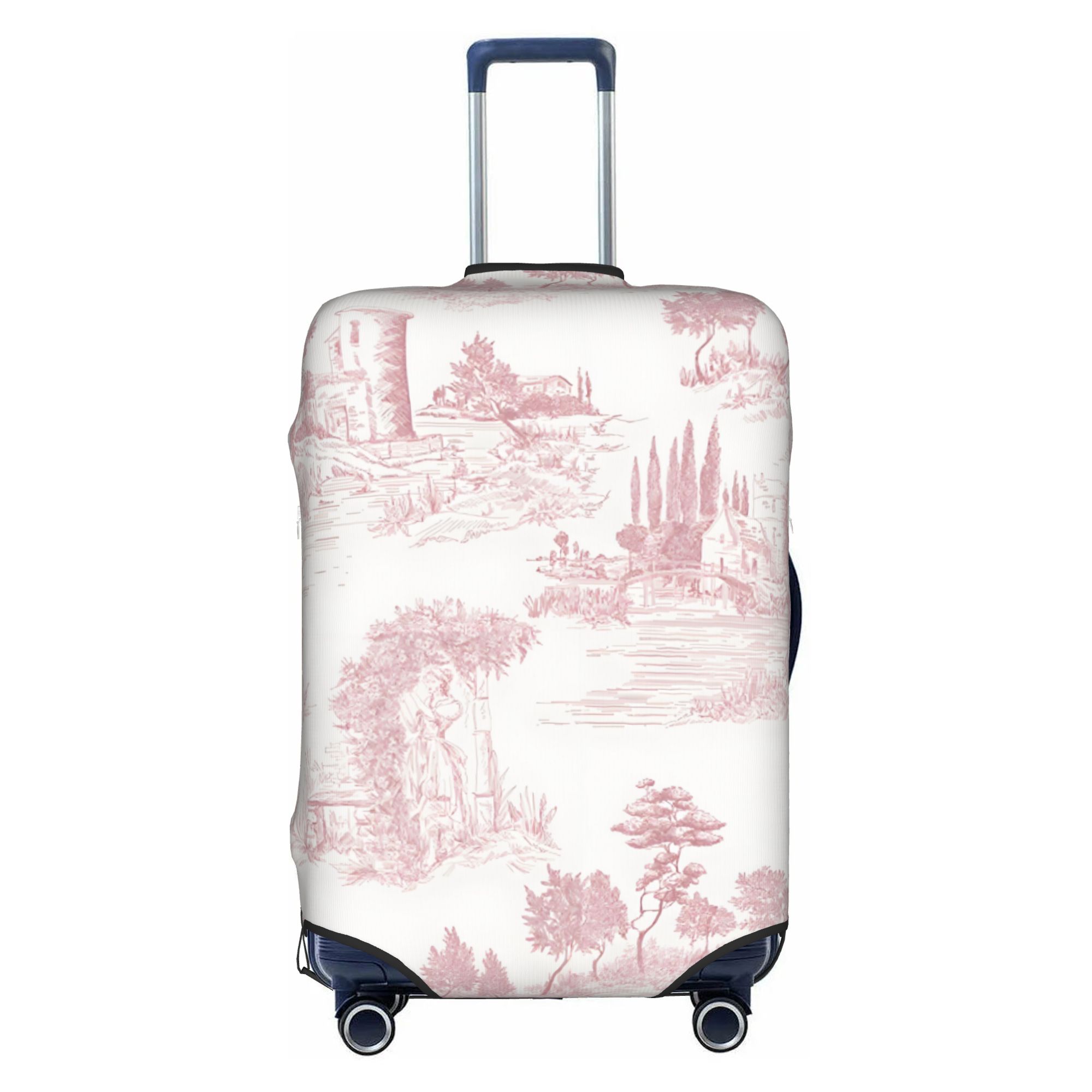 Travel Accessories Pink - Vintage Toile De Jouy Valiz Kılıfı