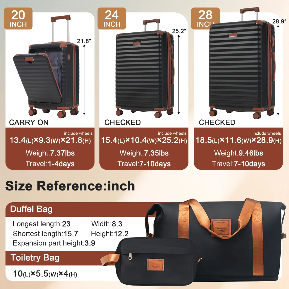 5 Parçalı Ön Açılır Valiz Seti - Toiletry Bag Tsa incelemesi ve fiyatı
