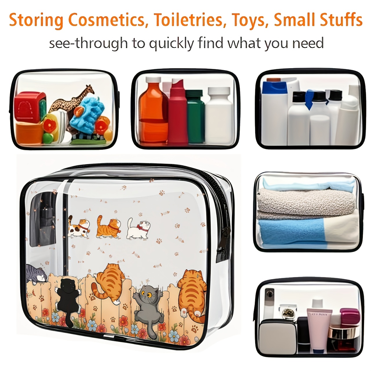 Şeffaf PVC Karikatür Kedi Dese - Toiletry Bag Tsa incelemesi ve fiyatı